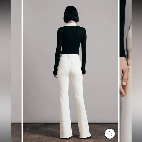 Rag & Bone Flare Wide Leg Jeans Ecru 25 - Picture 4 of 8